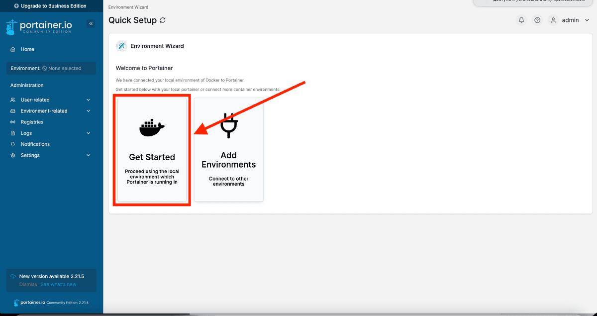 Нажмите "Get Started"