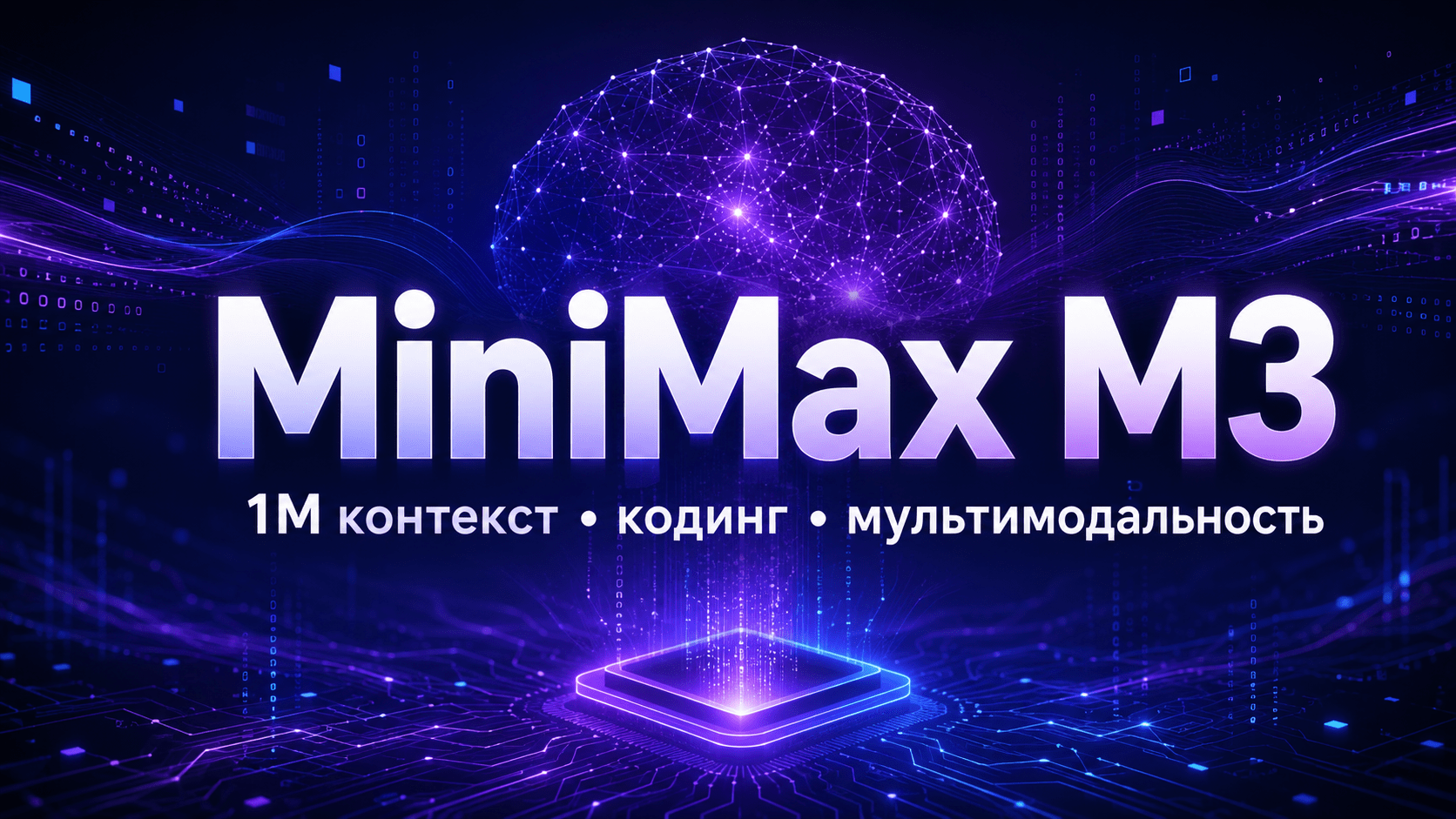 Обложка статьи про MiniMax M3: 1M контекст, кодинг и мультимодальность